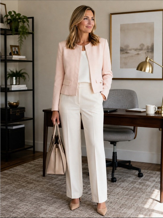 Calvin Klein Jackets & Blazers - Light Pink Collarless Peplum Blazer